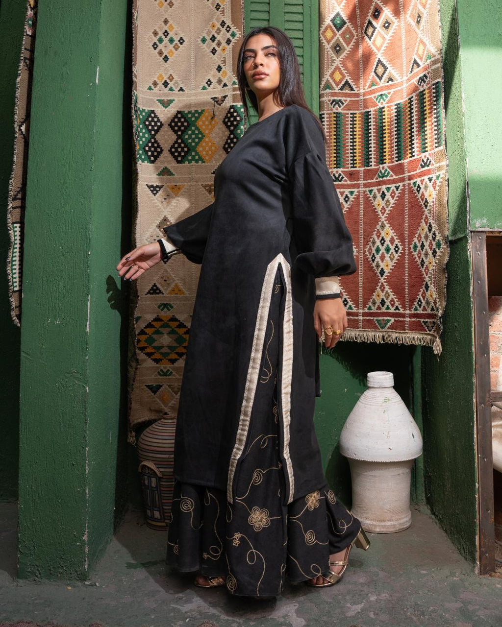 Golden Stitch Embroidered Skirt