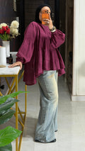 Shimmer Blouse - Maroon