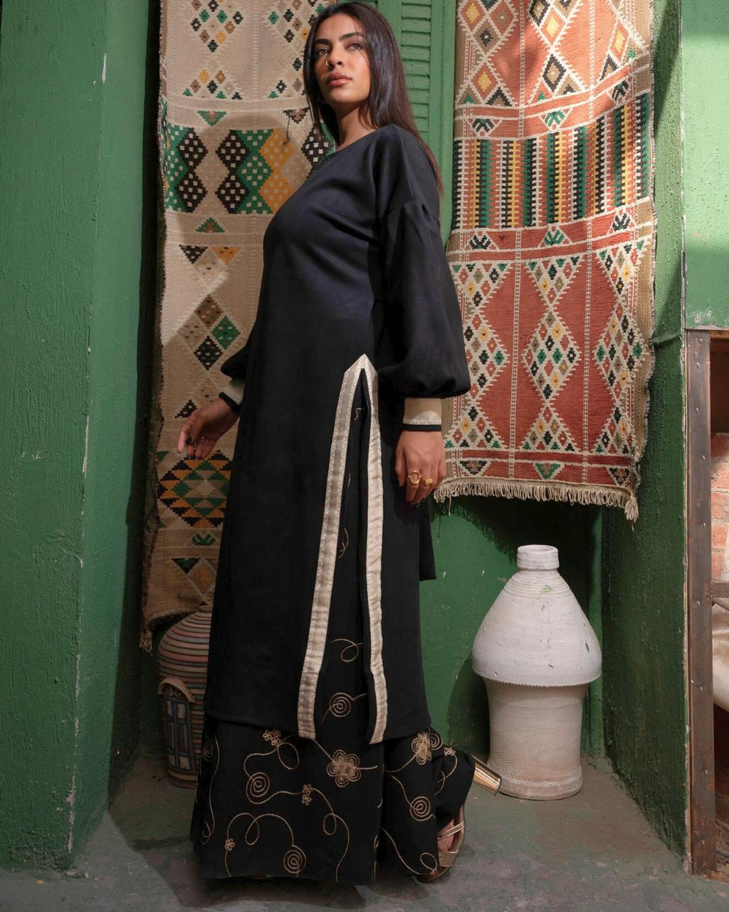 Golden Stitch Embroidered Skirt