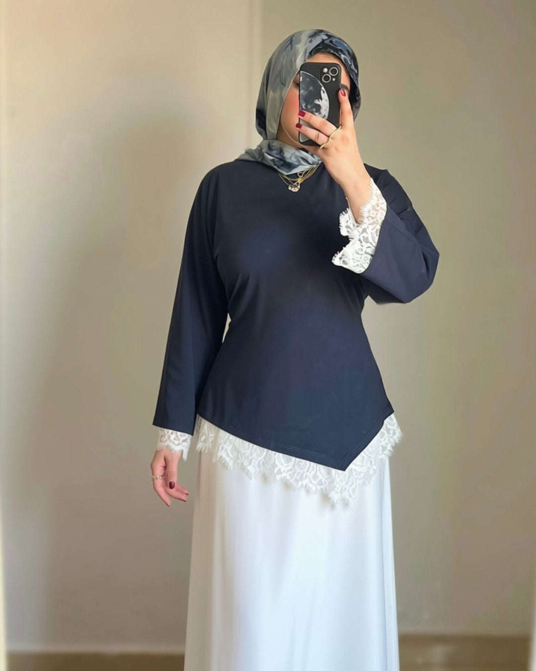 Lace T-Shirt Navy