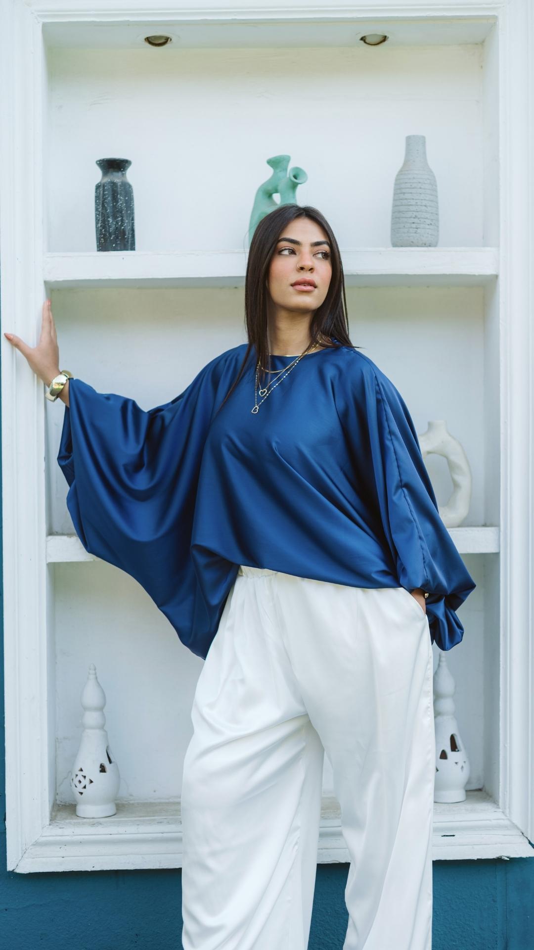 PuffSilk Blouse - Navy