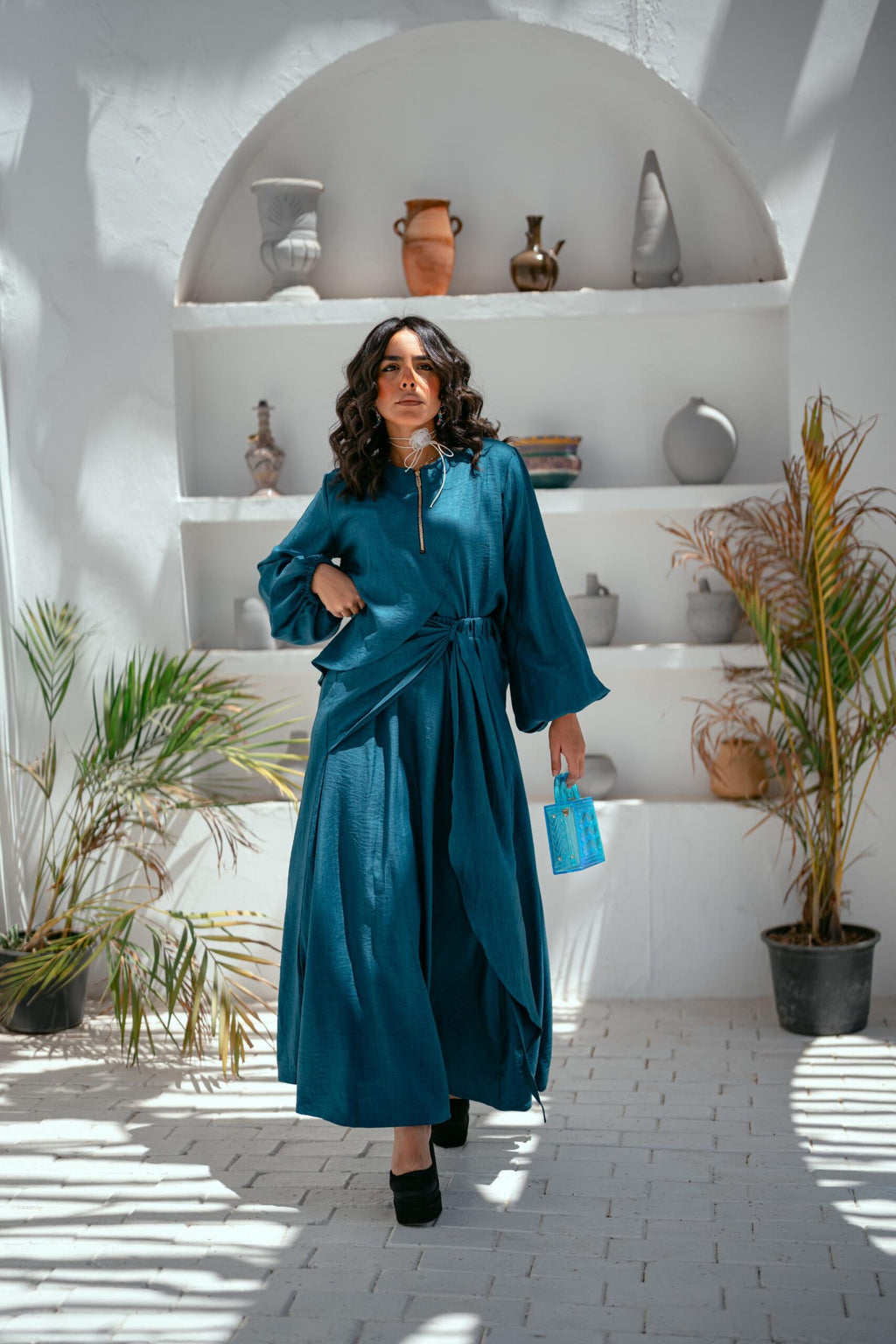 Sophie Linen Top - Dark Teal, Large image