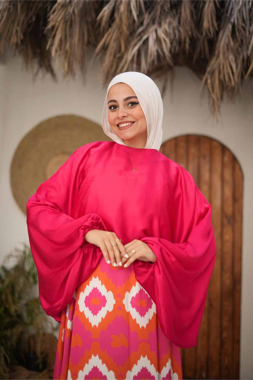 PuffSilk Blouse - Fuchsia image