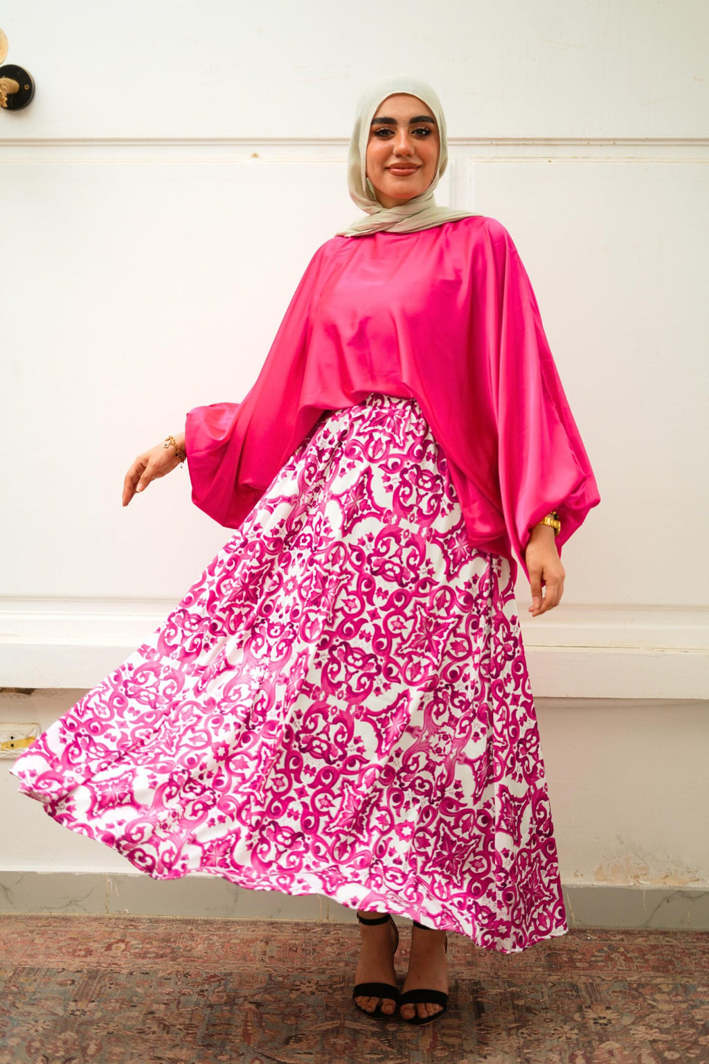 Flora Silk Skirt - Greek Fuchsia image