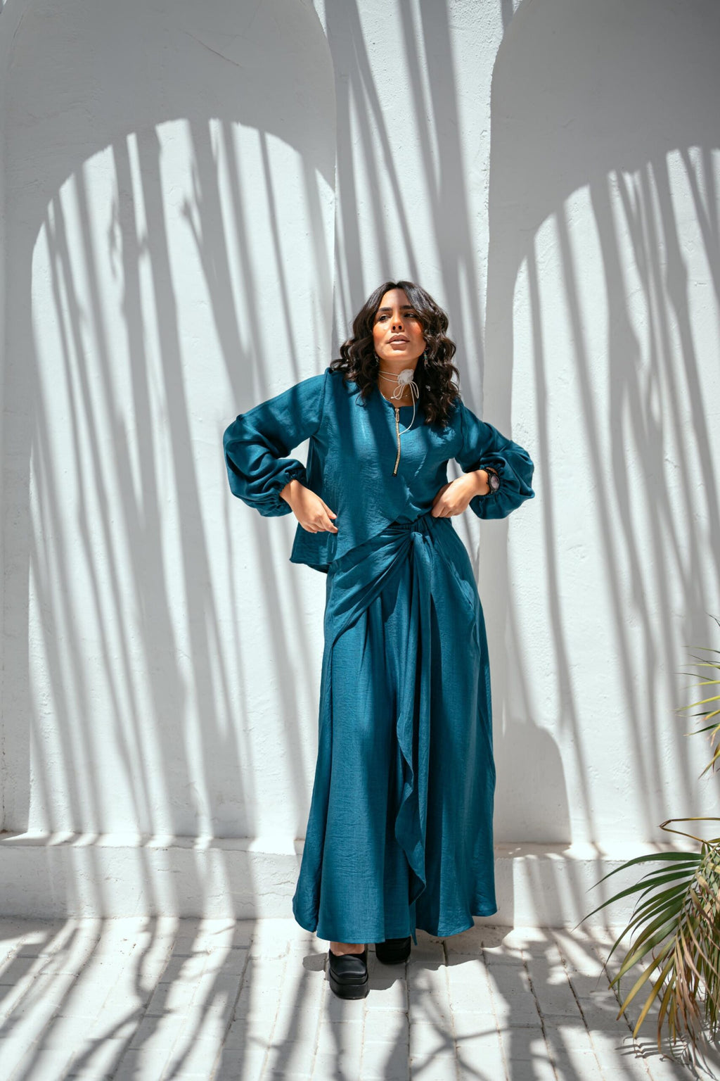 Sophie Linen Top - Dark Teal, X-Large image